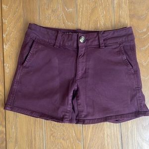 Burgundy MIDI American Eagle Shorts